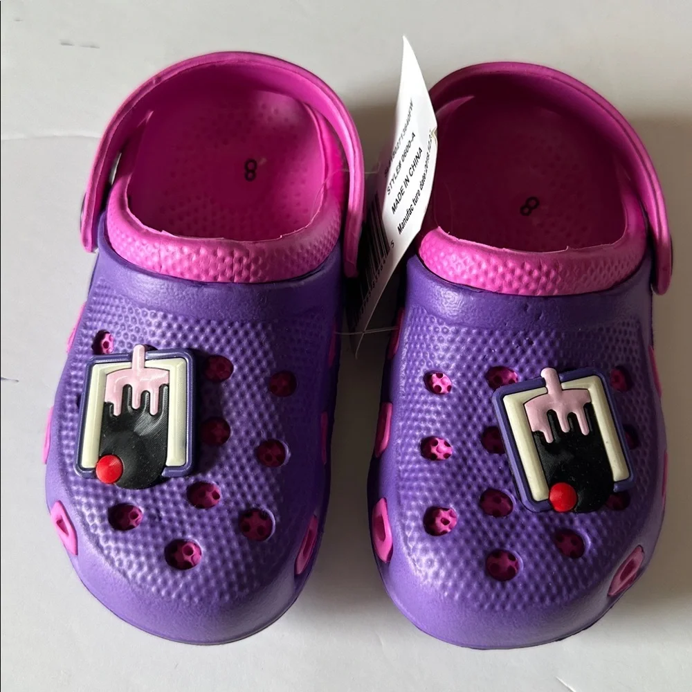New Arrivals Boutique Girls Purple Clog Sandals Beach Cupcake Charm Size 6